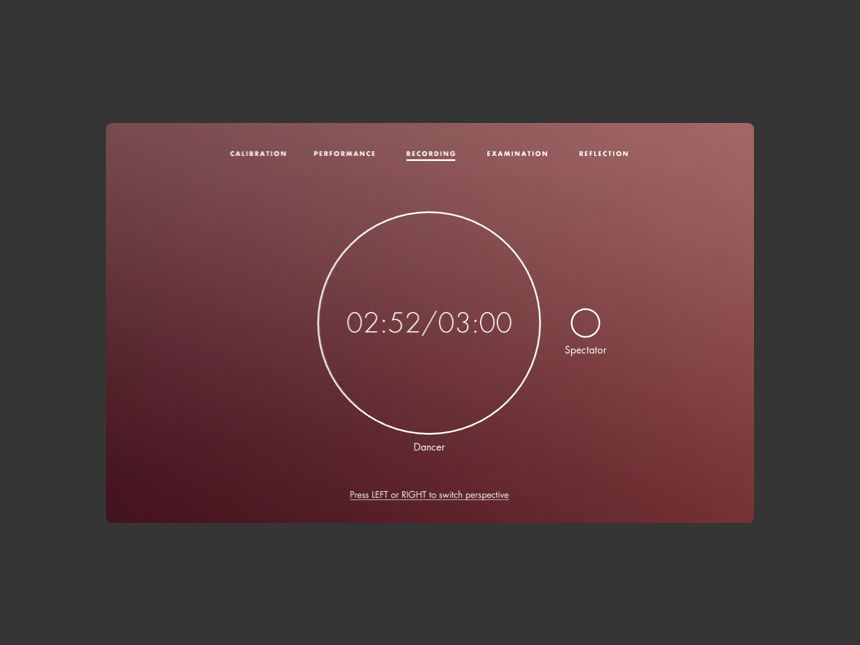 Reflexion A screenshot of an app showing a timer and two white circles on a red background