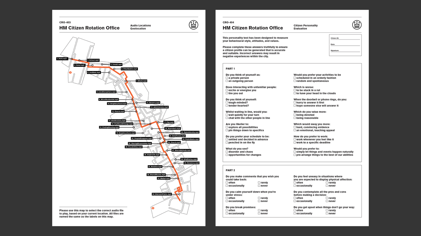 Official looking forms and questionnaires for people to fill in after a guided walk