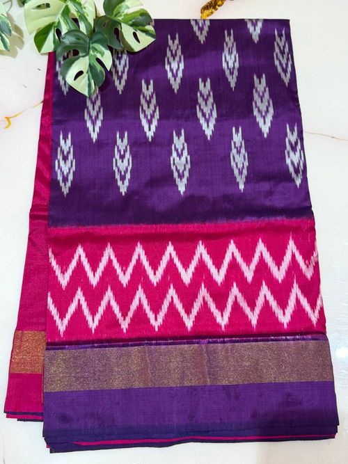 Deep Purple Pink Silk Saree