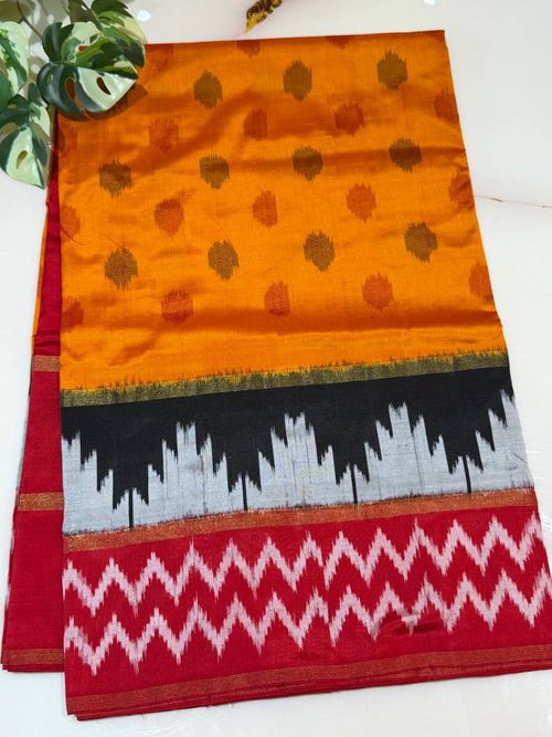 Sunset Red Heritage Silk Saree