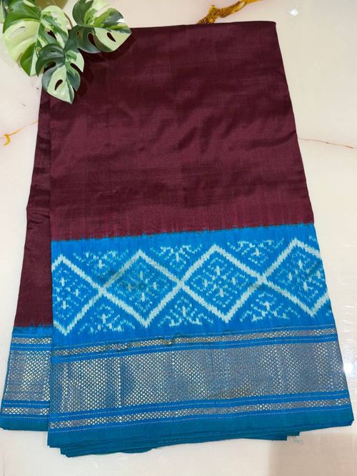 Wine Blue Contrast Silk Saree