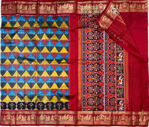 Navrang Trikon Ikat Kanchi Fusion Saree