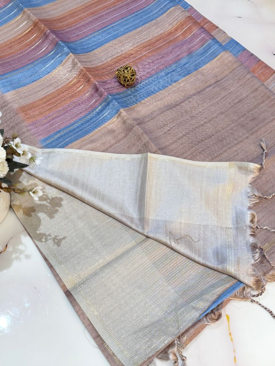 Dusty Pink Rangkat Tussar Silk Saree