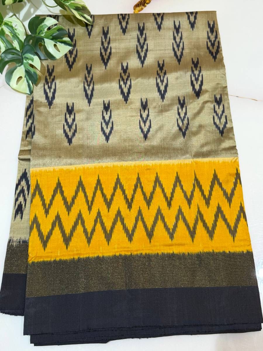 Grey Black Traditional Ikat Saree