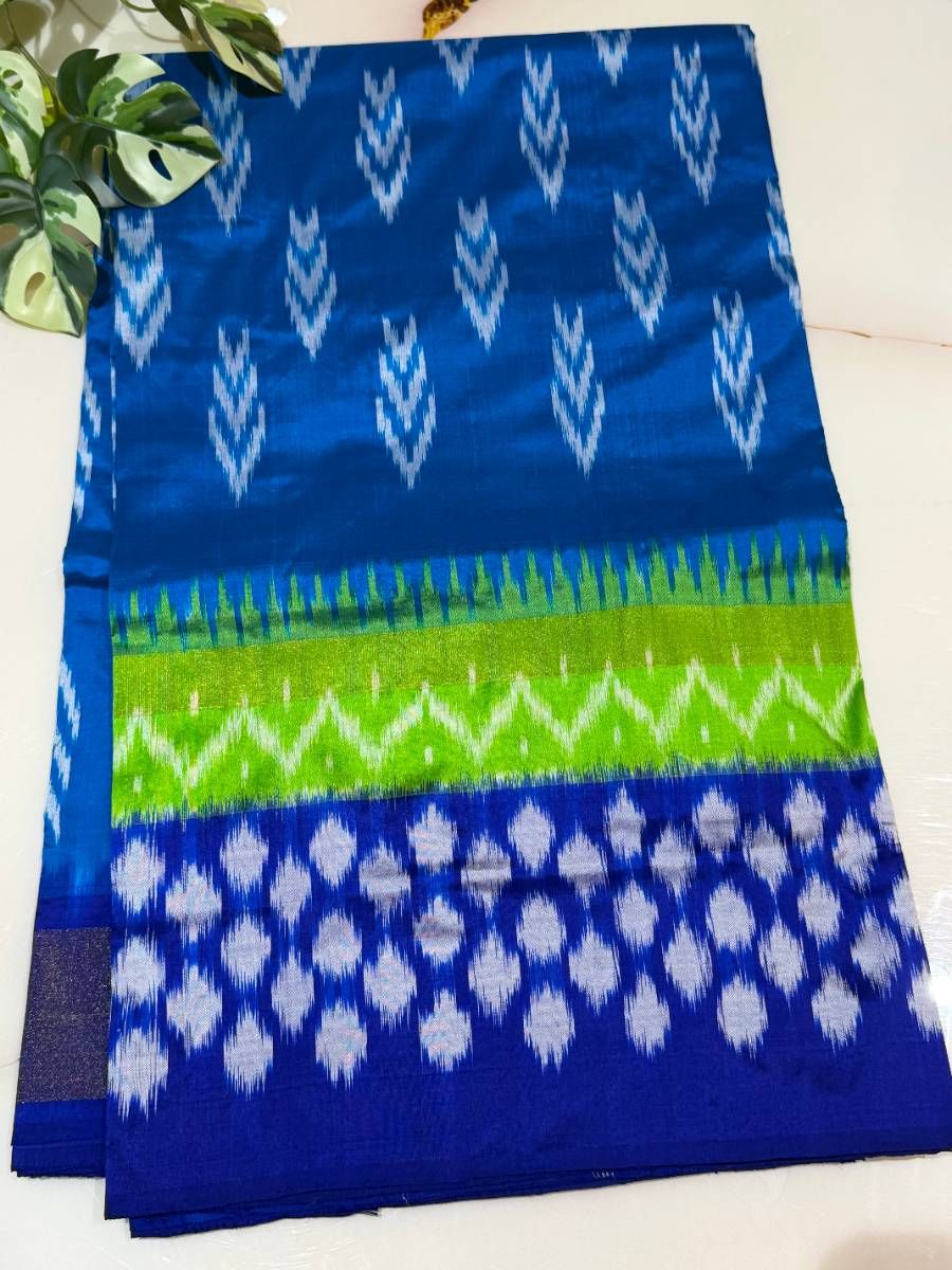 Royal Blue Ikat Silk Saree
