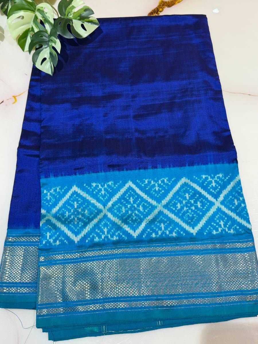 Navy Blue Designer Silk Saree