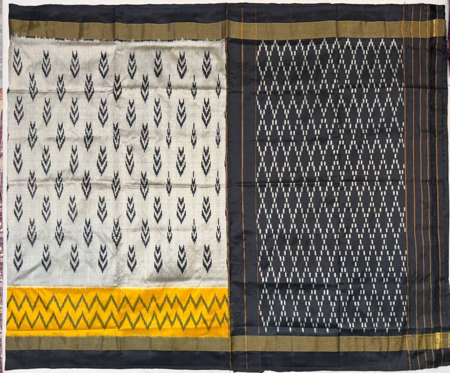 Black Gold Classic Ikkat Silk Saree