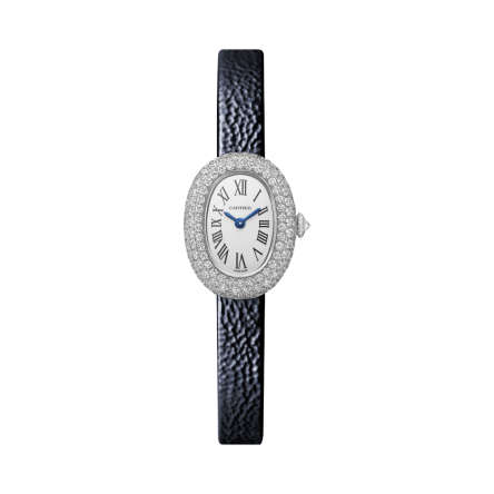 Cartier Baignoire Ref. WJBA0036 showing the case back and rhodium-finish 18K white gold details.
