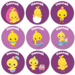 Chicks Purple Hunt Stickers