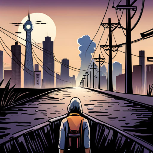 An image of a young man standing on the traintracks in a future city, with the city in the background, as the thumbnail for the Hotwire, HTML over the wire overview post