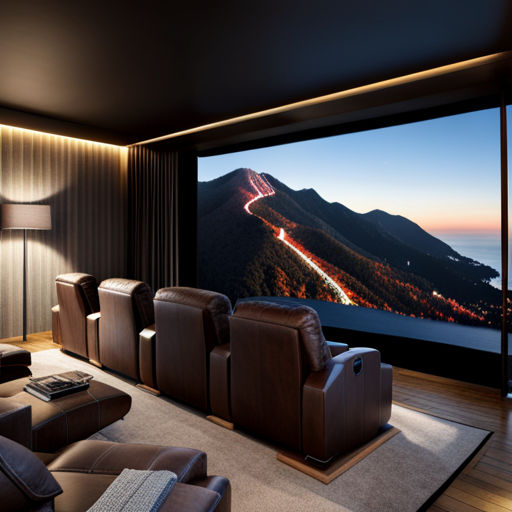 5 Entertainment and media business trends, showing a thumbnail of a home movie theater, with the Malibu mountains on the screen