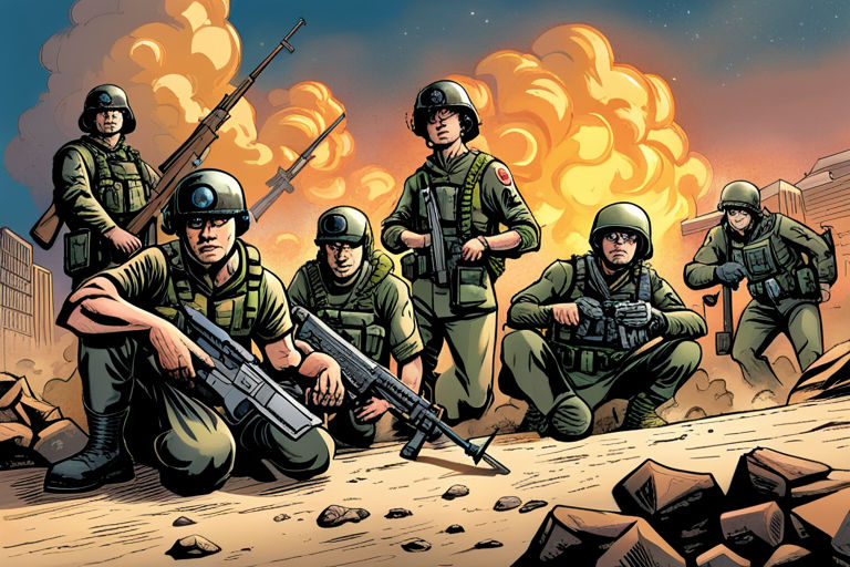 Image of future military soldiers, future battlefield