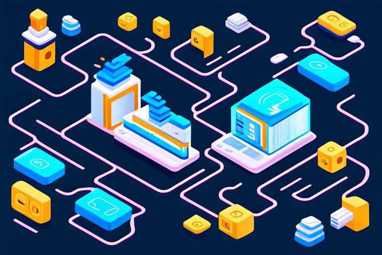 In a future world, a blockchain and keys, isometric image