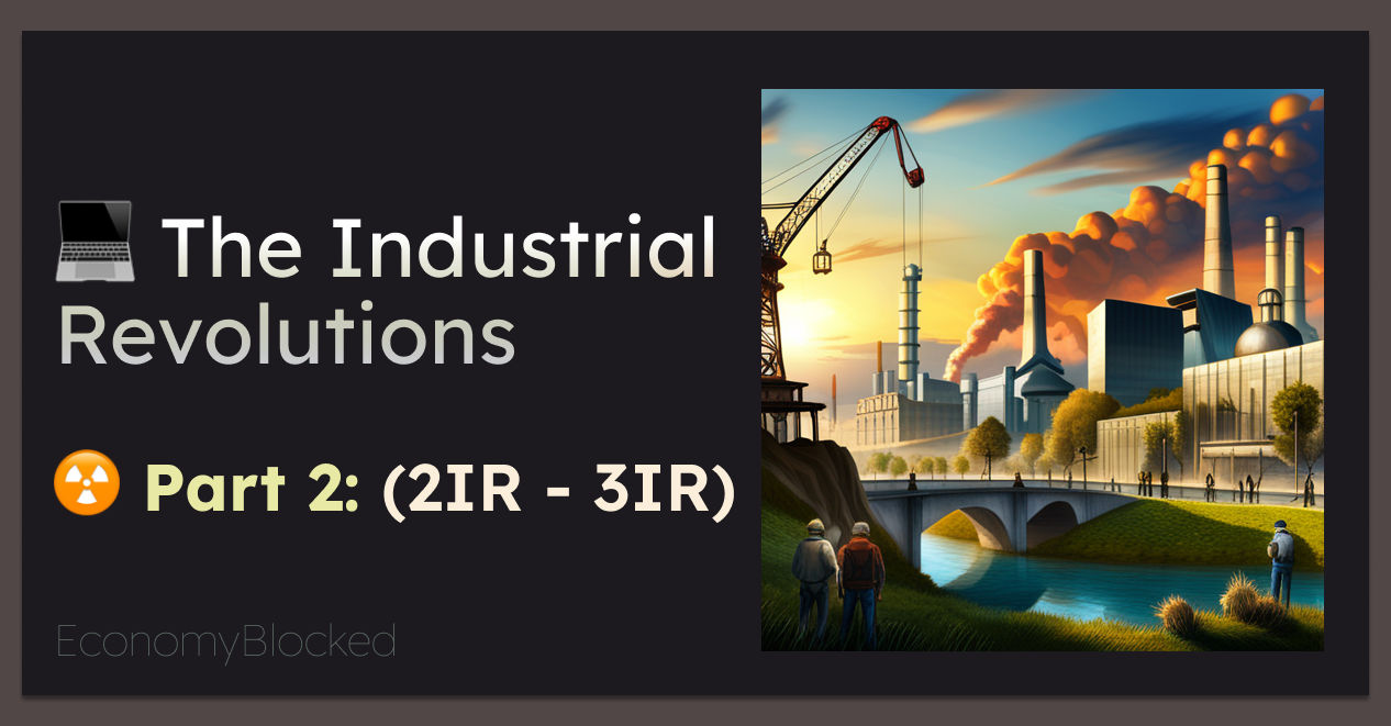 Part 2 of the industrial revolutions series, showing an industrial world with industries and machines