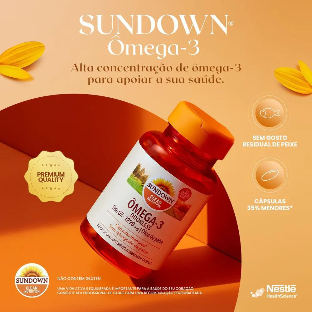 Omega 3 Sundown Com 72 Capsulas Sem Odor 1290mg