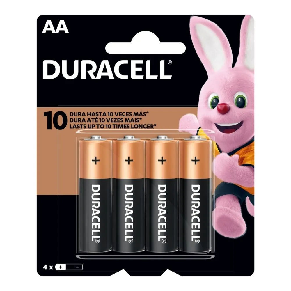 Pilha Duracell AA com 4 unidades