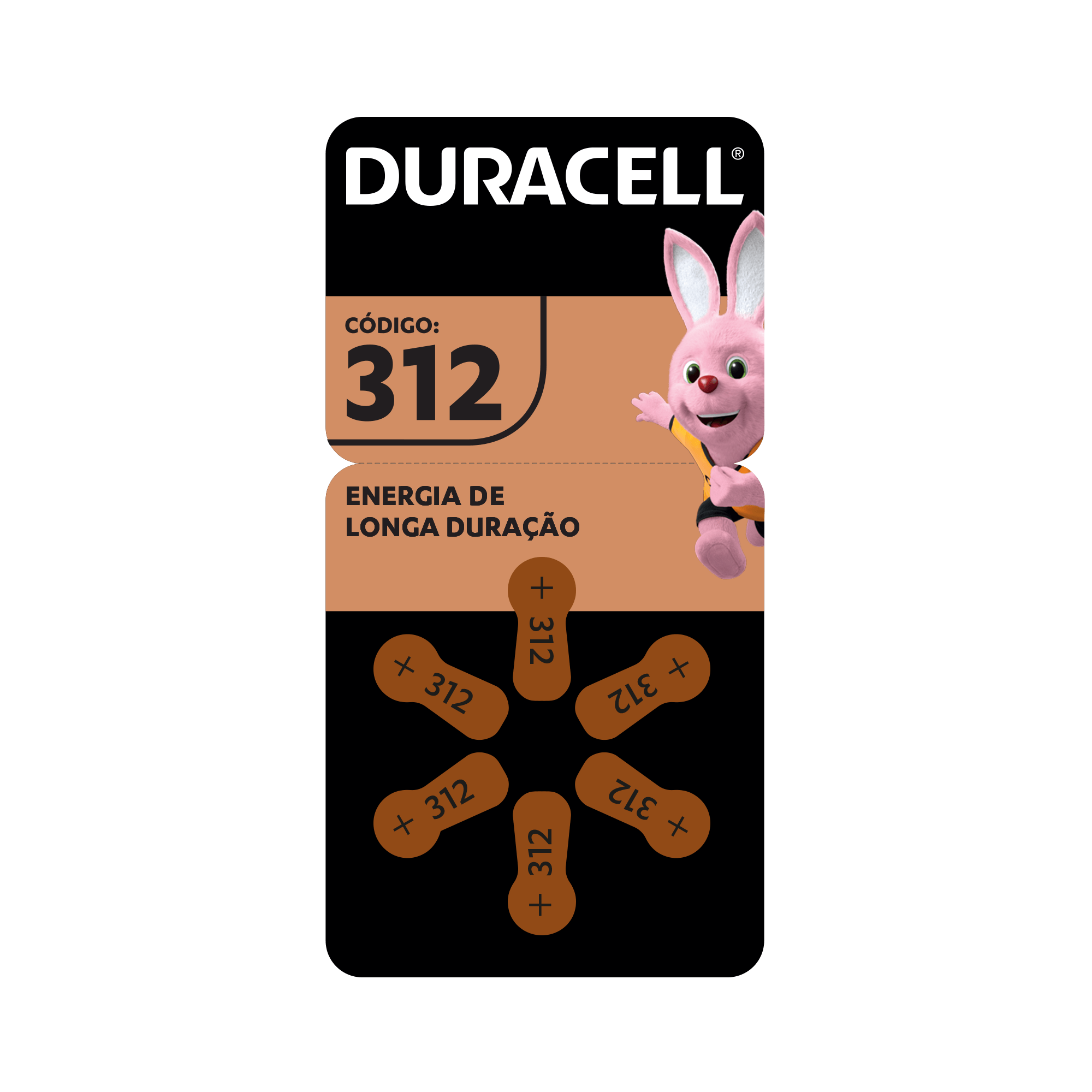 Pilha Auditiva Duracell 312 com 6 unidades