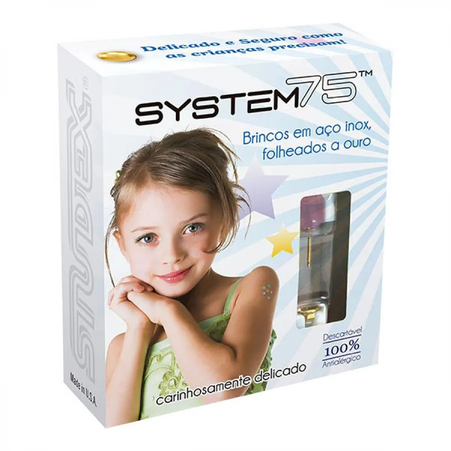 Brinco System 75 Bolinha 123 Dourado Infantil