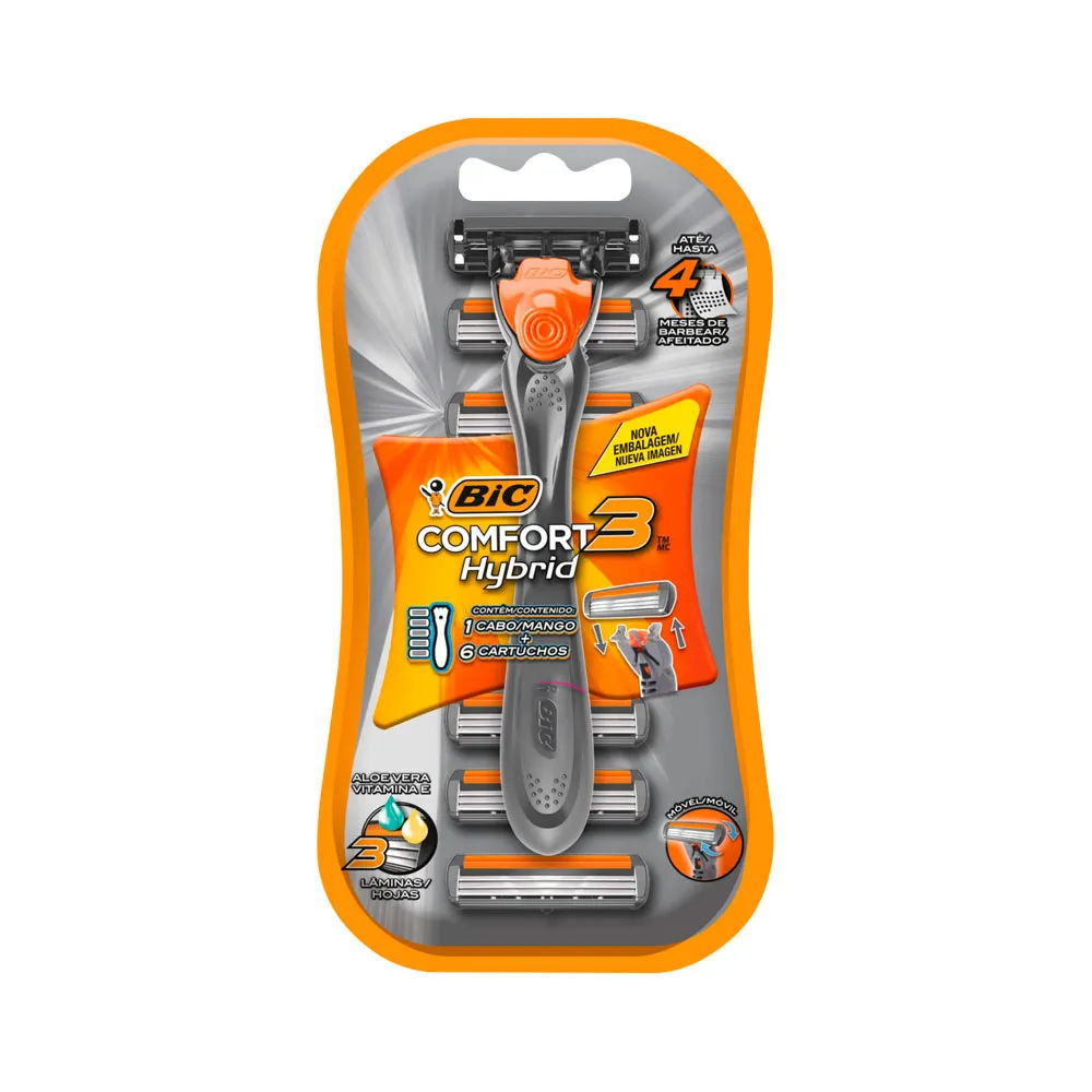 Aparelho de Barbear Bic Comfort3 Hybrid com 6 Cargas