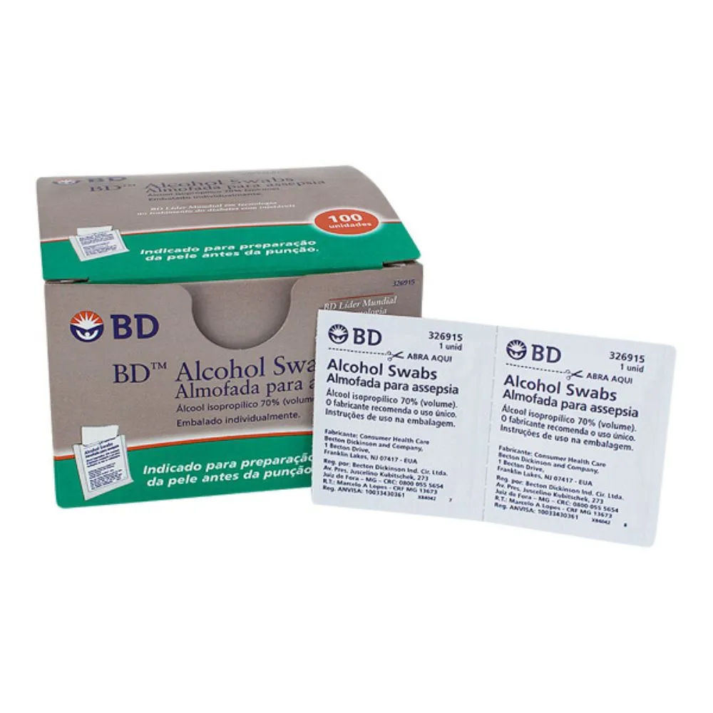 Álcool Swab Bd Com 100 Lenços