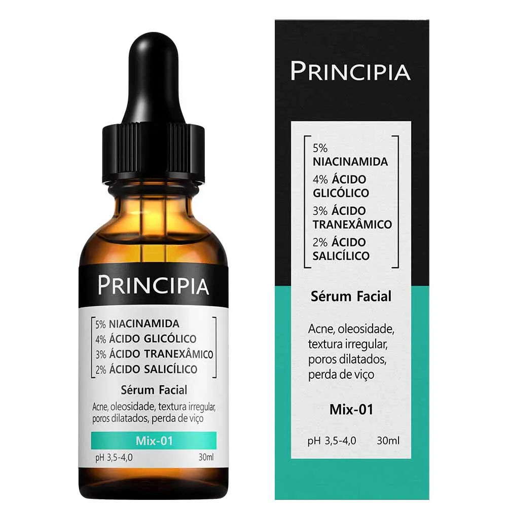Sérum Facial Renovador Antiacne Principia Skincare Mix-01 Niacinamida + Glicólico + Tranexâmico + Sa