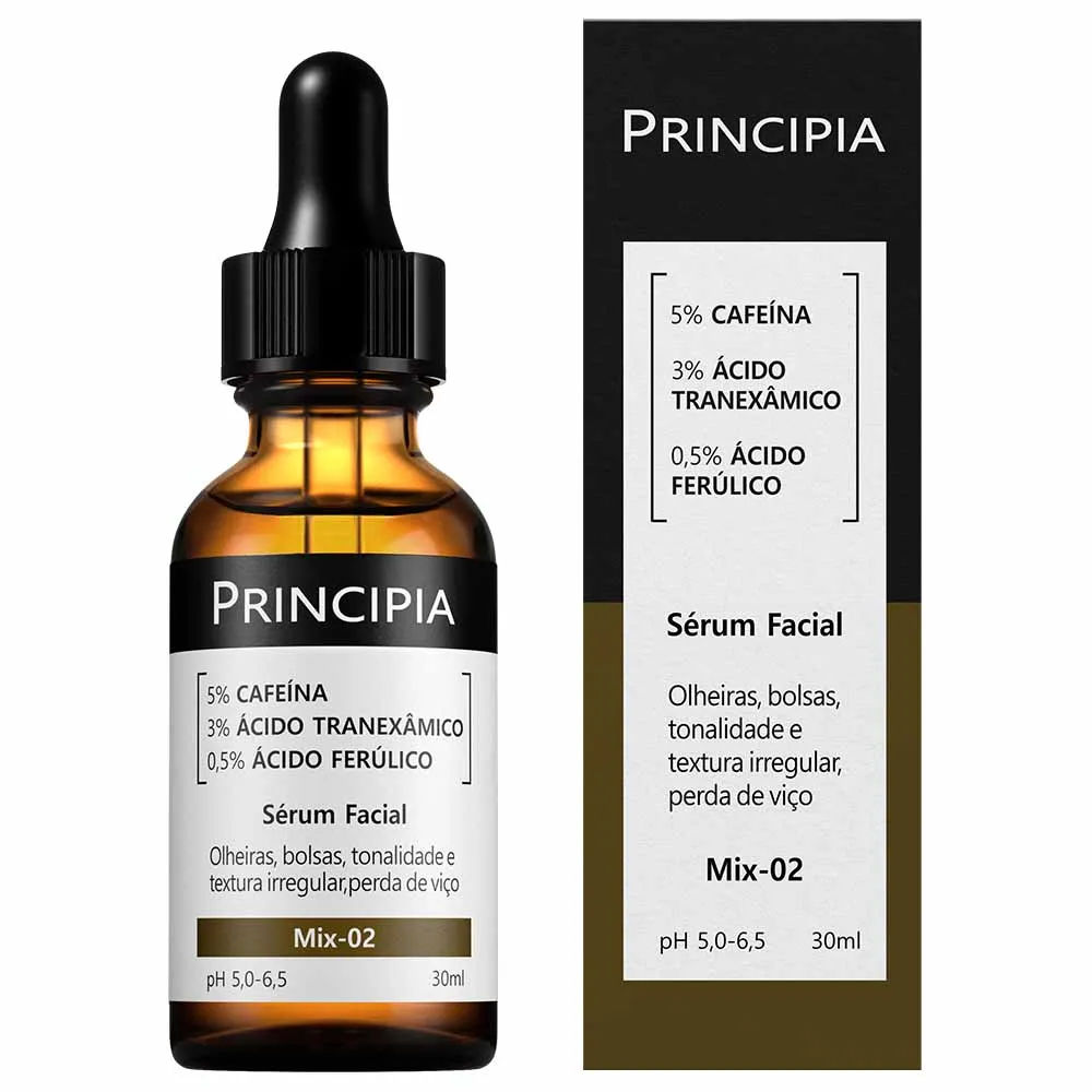 Sérum Facial Anti-Idade Principia Skincare Mix-02 Cafeína + Tranexâmico + Ferúlico 30ml