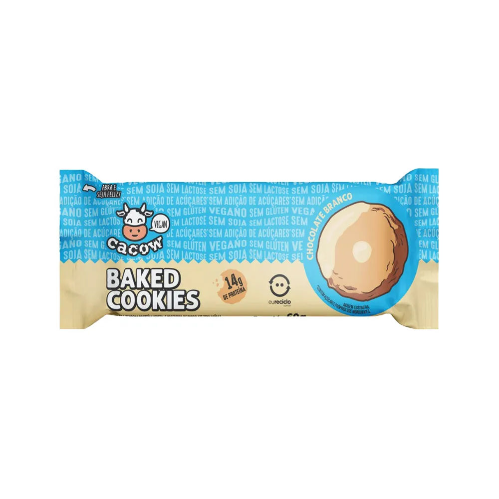 Biscoito Cacow Baked Cookies Chocolate Branco 60gr