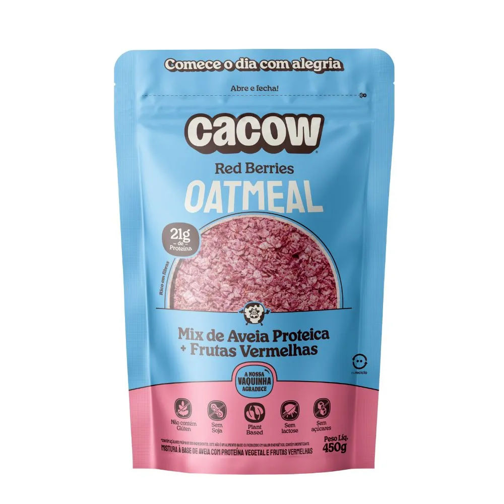 Aveia Proteica Cacow Oatmeal Red Berries 450g