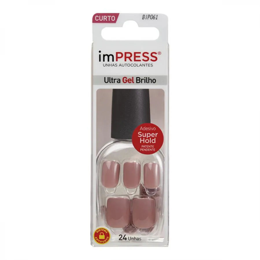 Unhas Autocolantes Impress Summer Nude Curta 30 Unidades