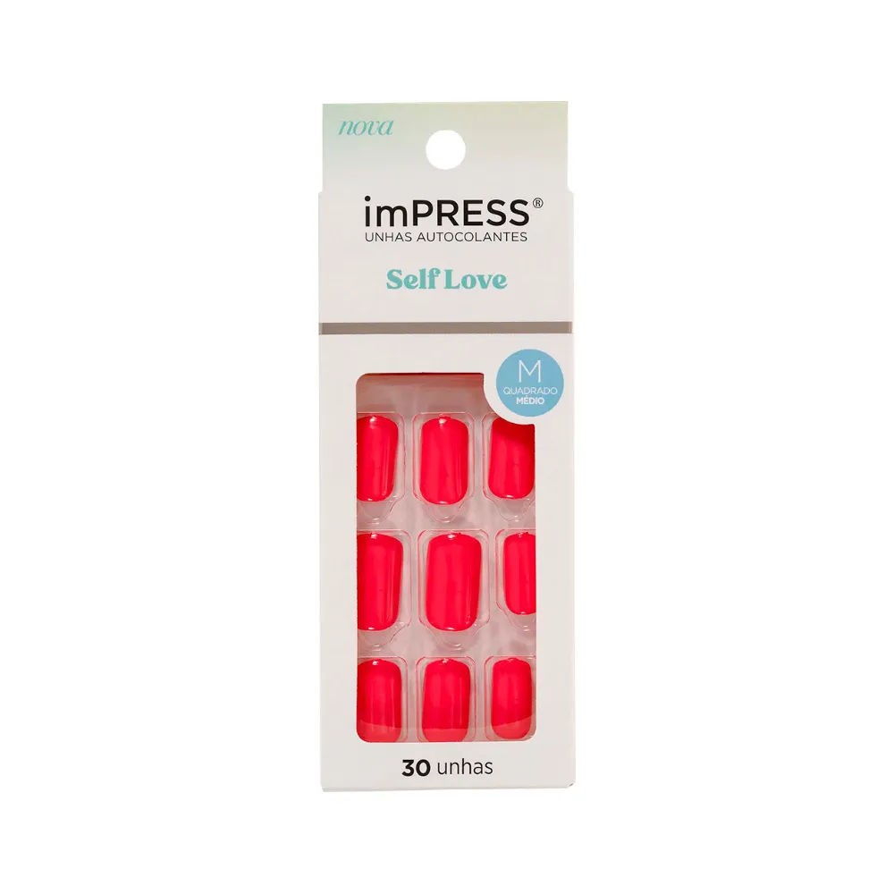Unhas Posticas Kiss Impress Quadrado Medio 220v