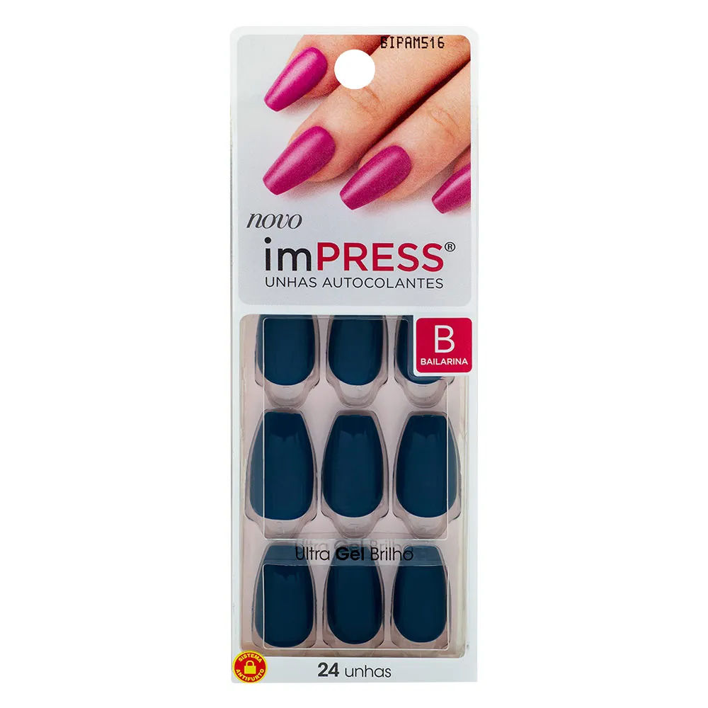 Unhas Posticas Kiss New York Impress Com 24 Saphire Bailarina