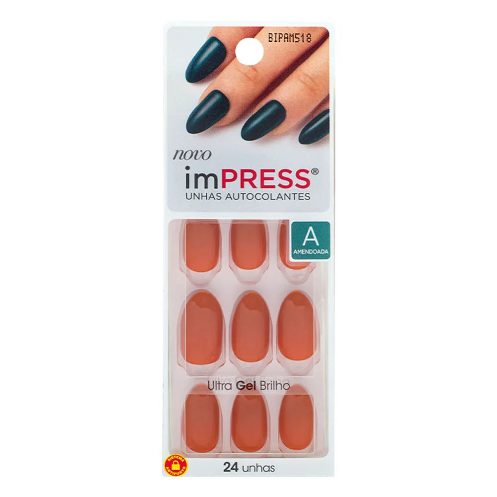 Unhas Kiss New York Impress Com 24 Citrine Amendoada