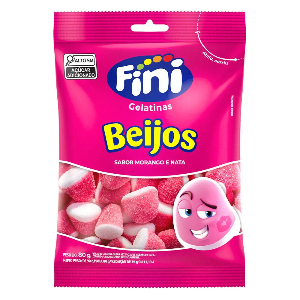 Fini Gelatina 80gr Beijos De Morango