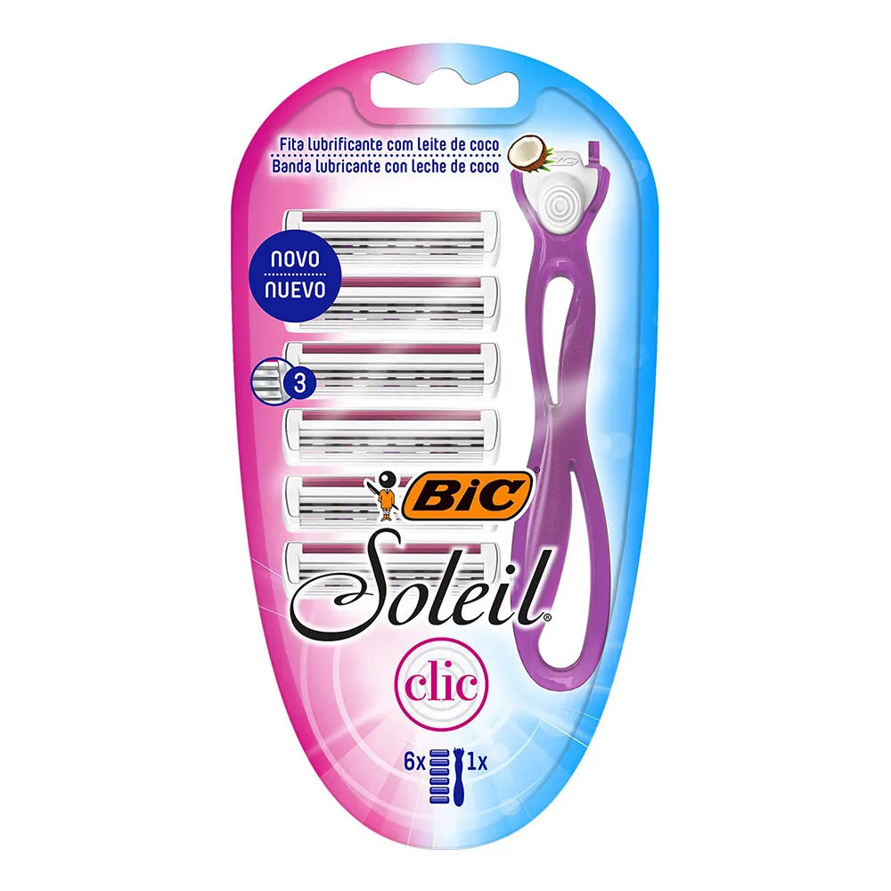 Aparelho+lamina Bic Soleil Clic Com 1 + 6 Leite Coco