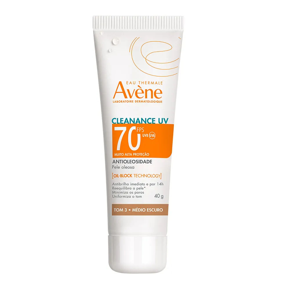 Protetor Solar Facial Avène Cleanance Uv Antioleosidade Fps70 Tom 3  Médio Escuro 40g