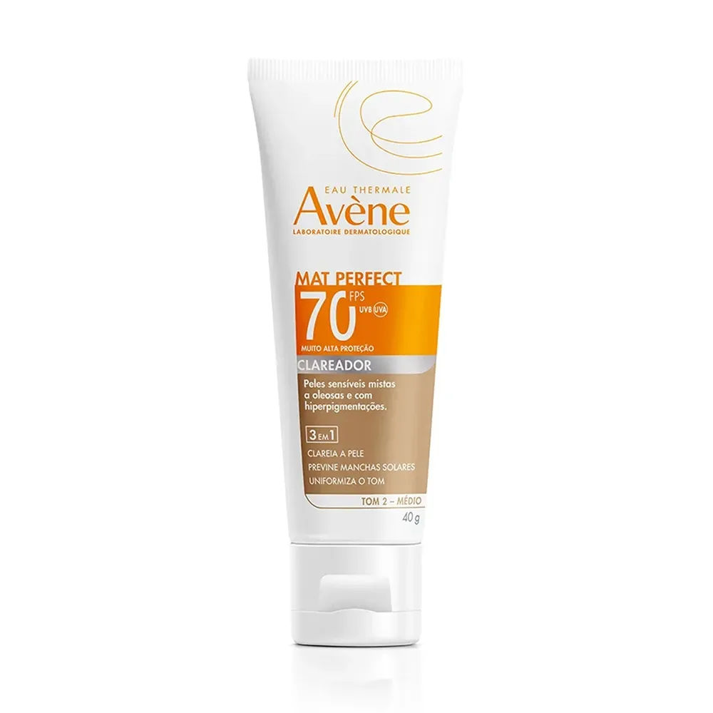 Protetor Solar Facial Avène Mat Perfect Clareador Fps70 Tom 2 Médio 40g