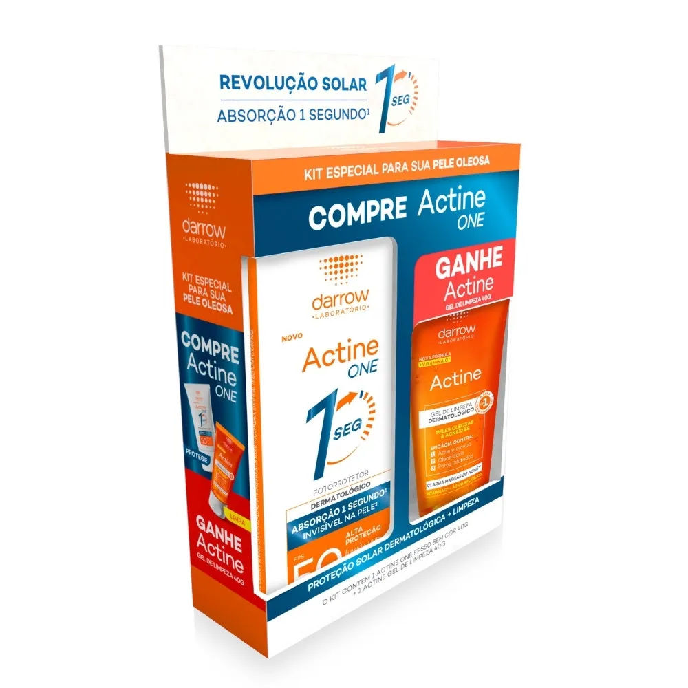 Actine One Protetor Solar 40gr Fps50+40gr Gel De Limpeza Especial