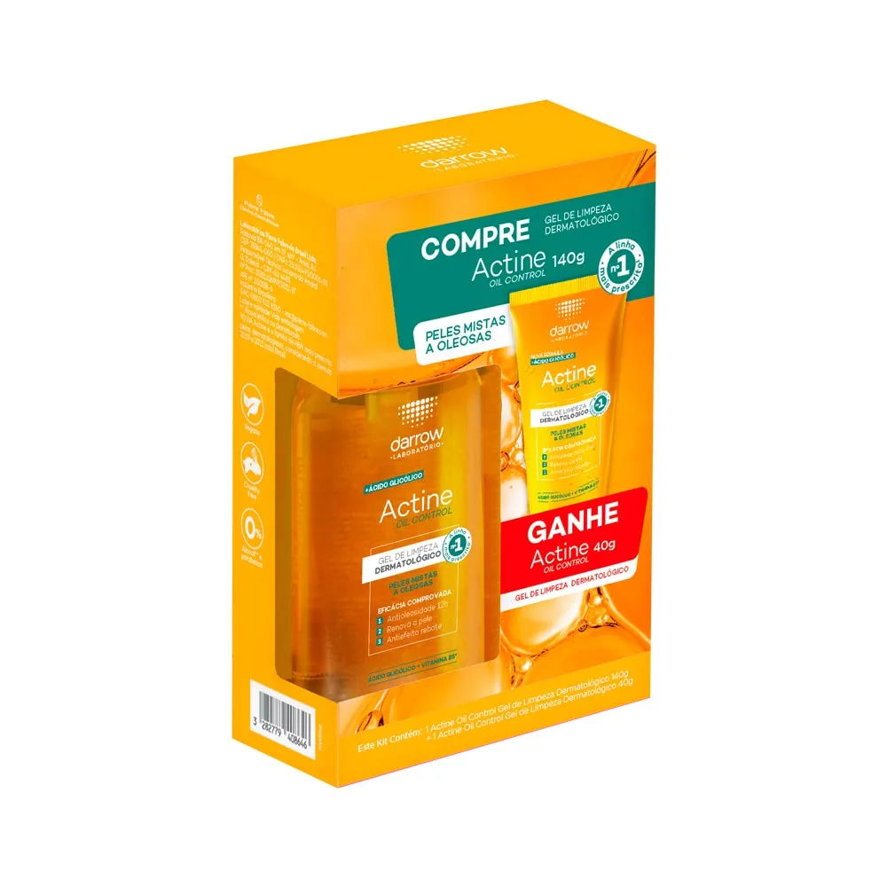 Kit Darrow Actine Oil Control Gel De Limpeza Dermatológico 140g + 40g