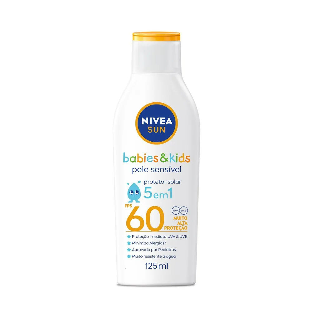 Protetor Solar Nivea Sun Babies E Kids Pele Sensível Fps 60 125ml