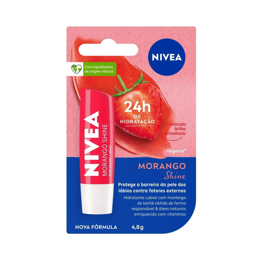 Hidratante Labial Nivea Lip Care Morango Shine 4,8g