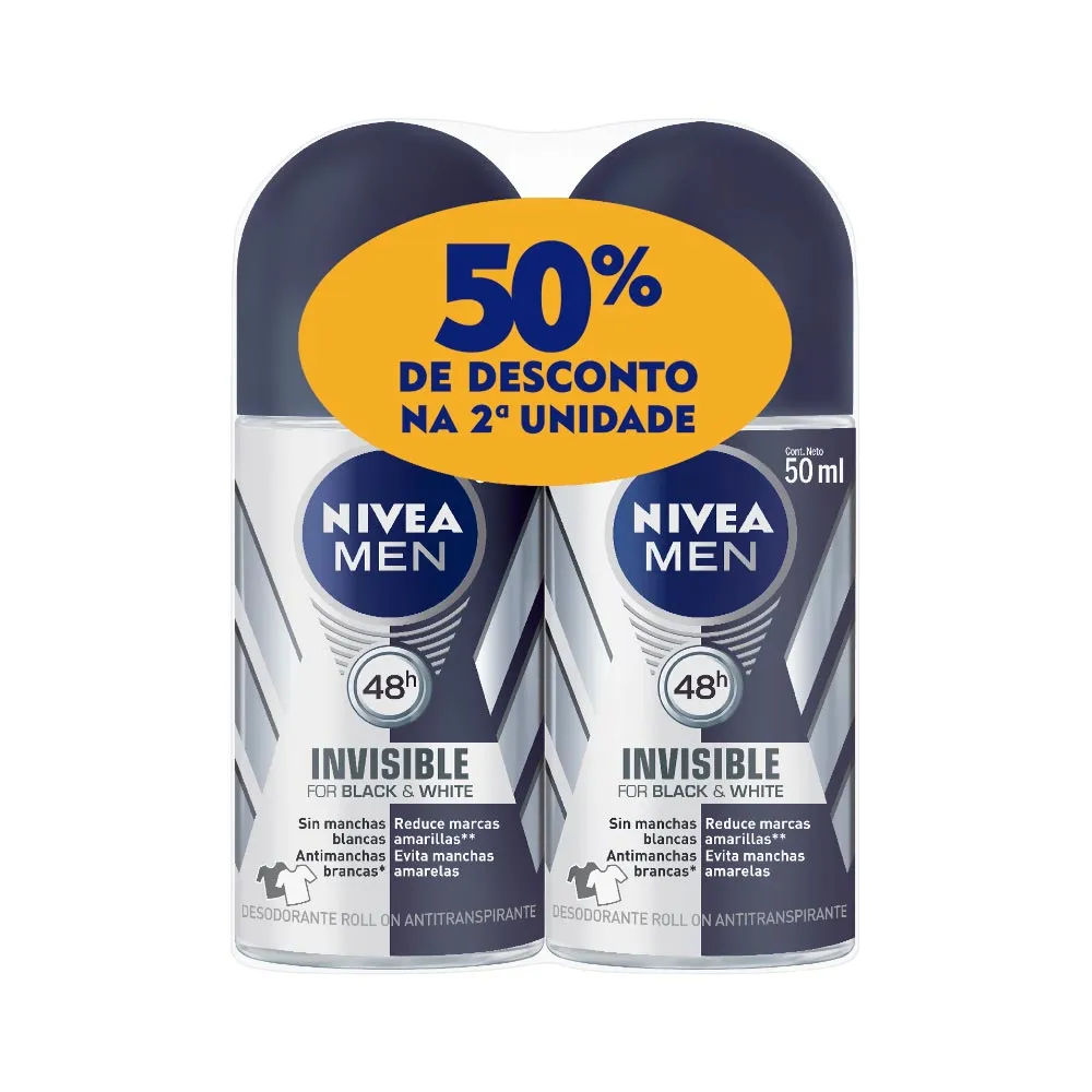 Desodorante Antitranspirante Roll-On Nivea Men Invisible 50ml