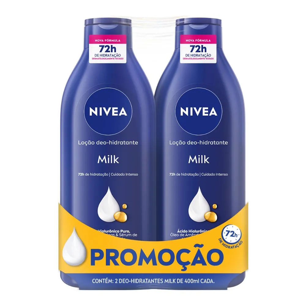 Kit Loção Hidratante Corporal Nivea Body Milk 2 Unidades 400ml