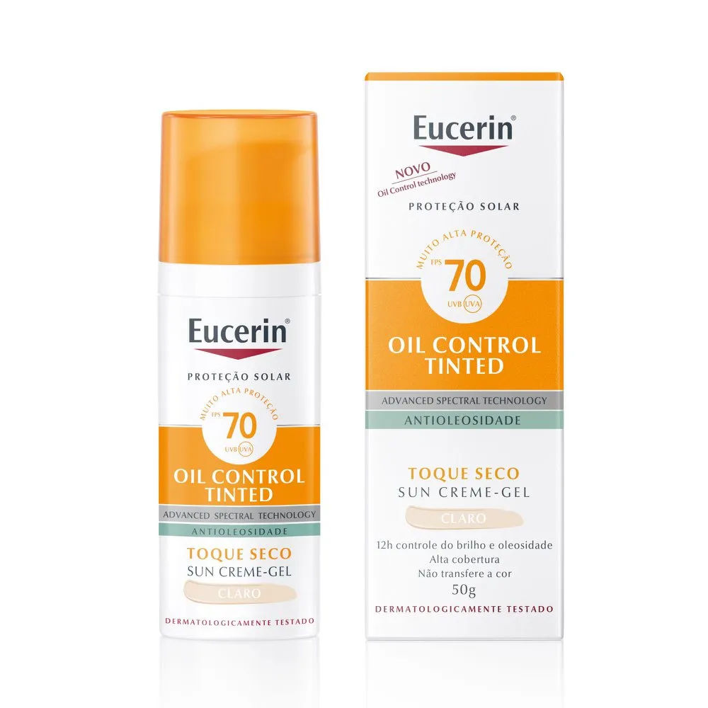 Protetor Solar Facial Eucerin Oil Control Tinted Claro Fps70 50ml