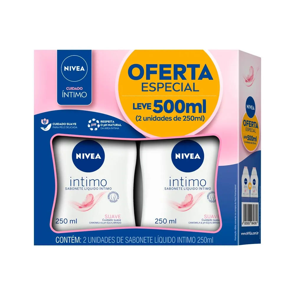 Sabonete Líquido Íntimo Nivea Suave 2 Unidades 250ml