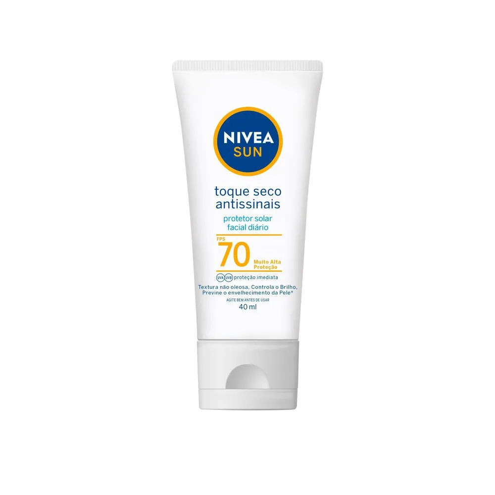 Protetor Solar Facial Toque Seco Antissinais FPS 70 Nivea Sun 40ml