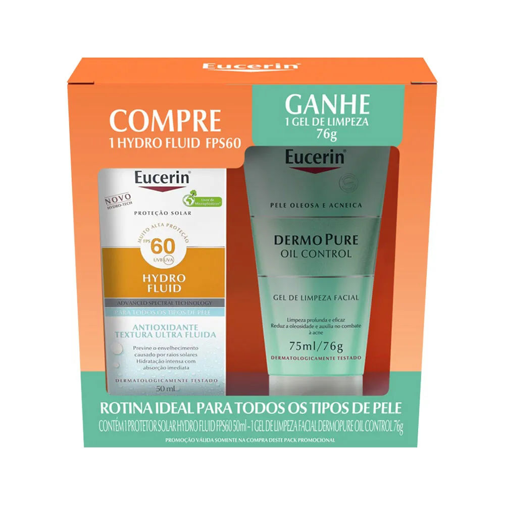 Kit Eucerin Protetor Solar Hydro Fluid Fps60 50ml + Gel De Limpeza 75ml  Gratis Especial