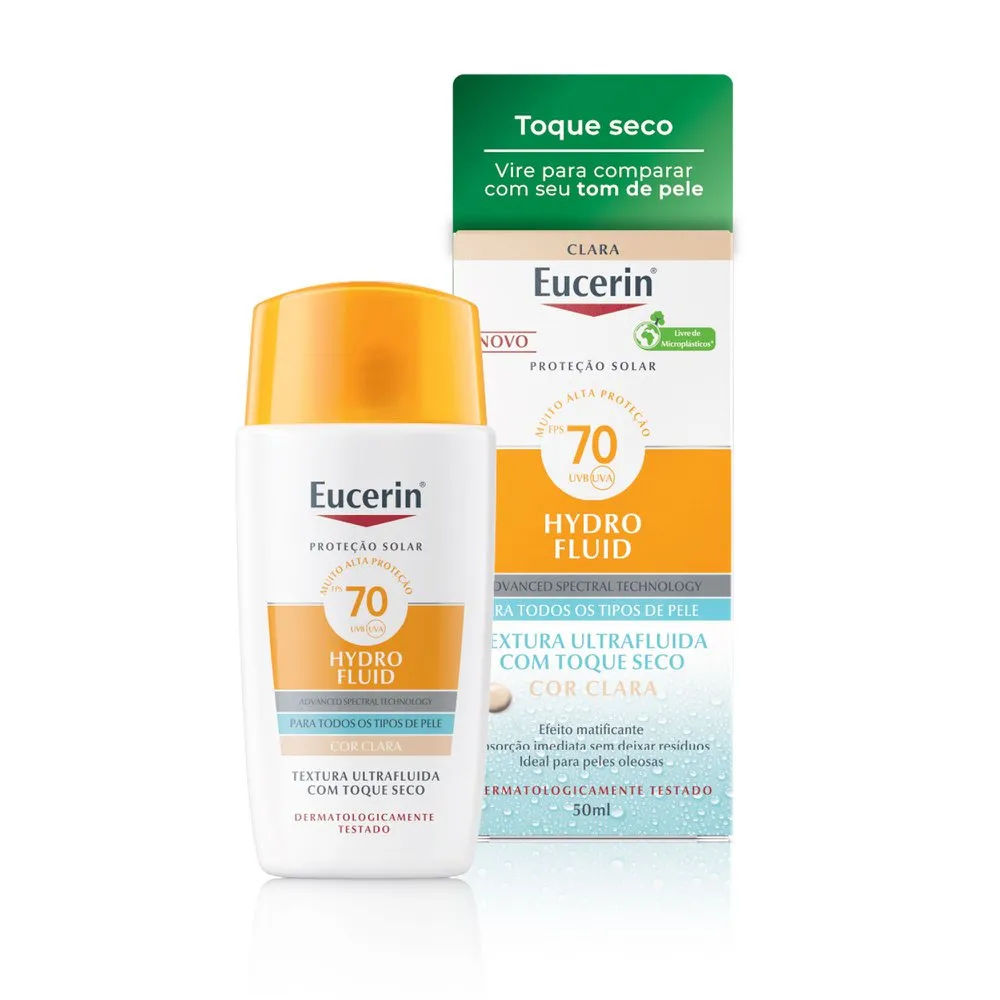 Protetor Solar Eucerin Hydro Fluid Fps70 Cor Clara 50ml