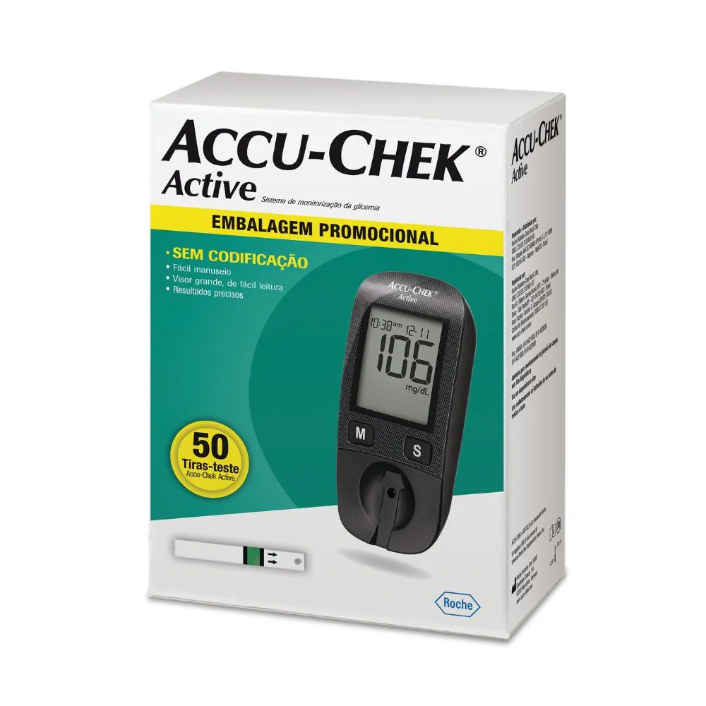 Kit Monitor de Glicemia Accu-Chek Active com 50 Tiras Roche