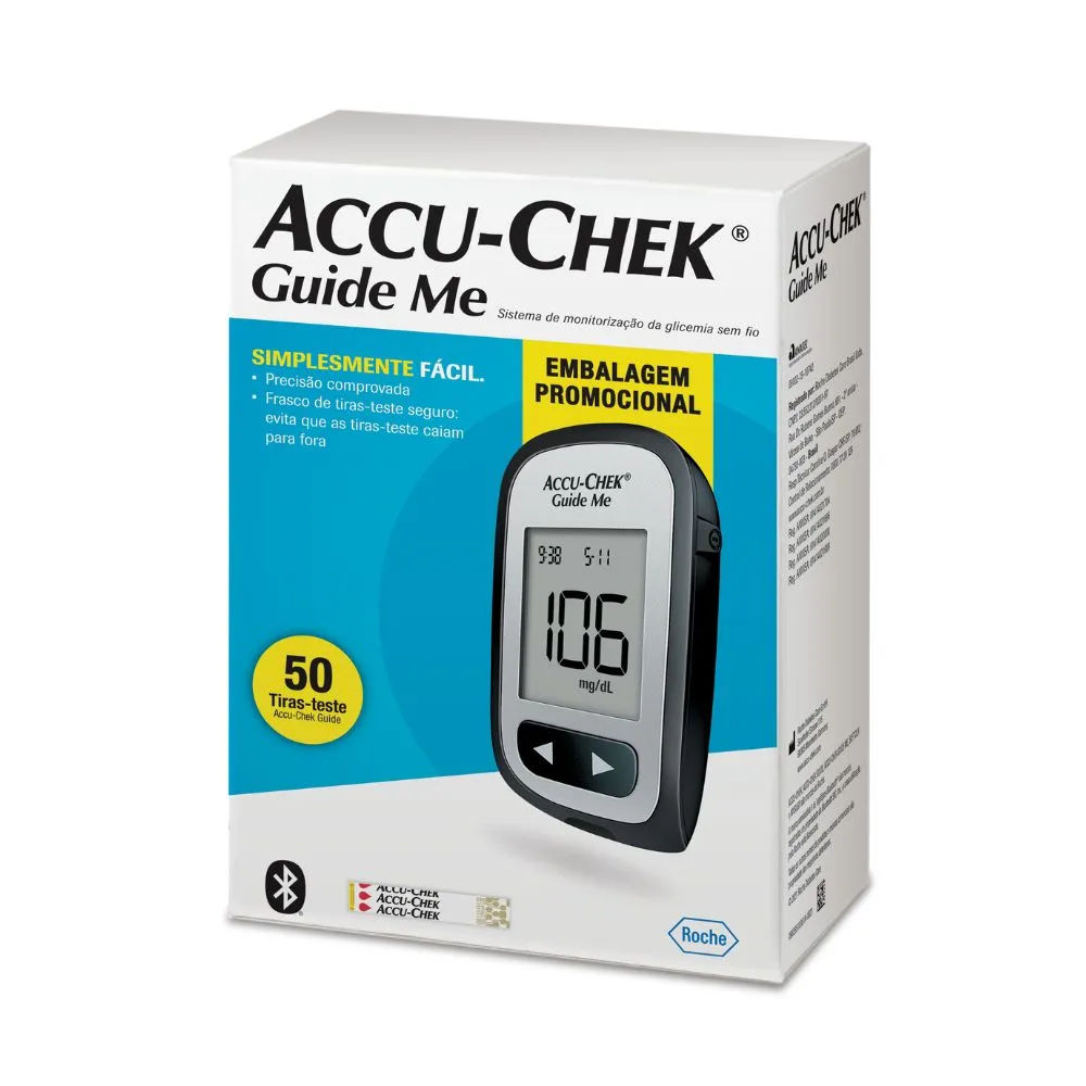 Kit Monitor de Glicemia Accu-Chek Guide Me com 50 Unidades Roche