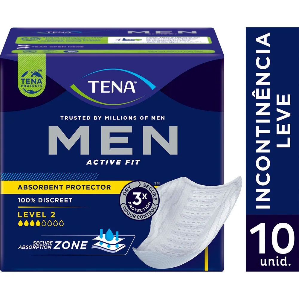 Absorvente Masculino Tena Men Active Fit  10 Unidades
